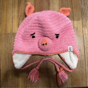Pink and Orange Knit Piggy Hat for Kids